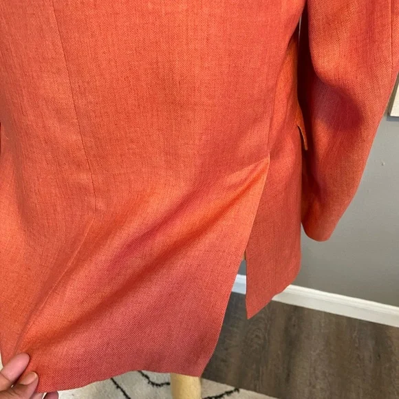 Maus & Hoffman Orange 100% Linen Blazer Sports Coat 42 Tall - Picture 8 of 16